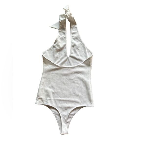 Show Me Your MUMU Women White Jasmine Halterneck Bodysuit Size XL - Picture 7 of 9